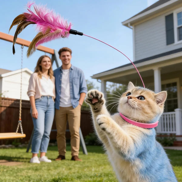 Interactive Cat Toy - Lightweight Collar Toy with Feathers