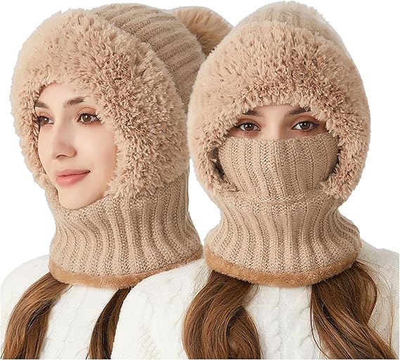 Winter Knit Hood 3-in-1 with Scarf & Face Cover