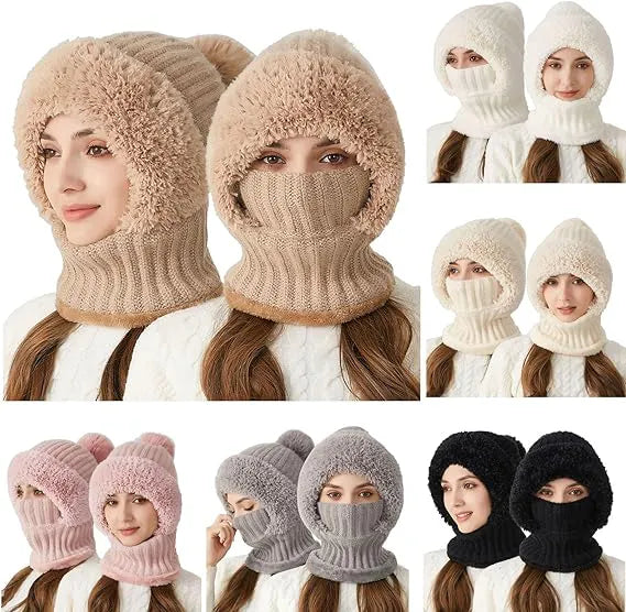 Winter Knit Hood 3-in-1 with Scarf & Face Cover